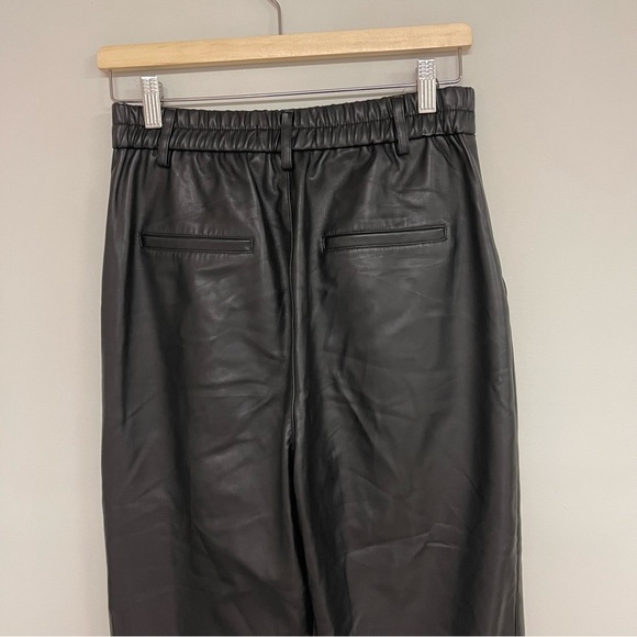 Zara Faux Leather Trousers Pants Elastic Waist Black  Women's Size Small - Picture 9 of 13